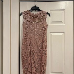 Tadashi Shoji Floral Lace Midi Dress in Blush